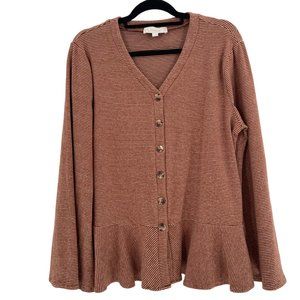 Suzanne Betro Rust Striped Button-Down Tunic